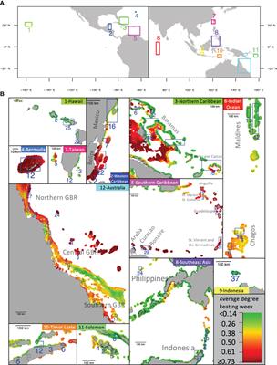 Worldwide analysis of reef surveys sorts coral taxa by associations with recent and past heat stress